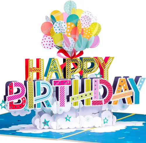 Miniatura 8 de Paper Love Tarjeta desplegable de feliz cumpleaños, para adultos y niños, cubierta de 5 x 7 pulgadas, incluye sobre y etiqueta de notas