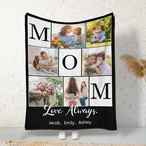 MyPupSocks Manta personalizada para mamá, regalos personalizados para mamá, manta de cama con fotos, regalos de cumpleaños para mujeres, mamá de