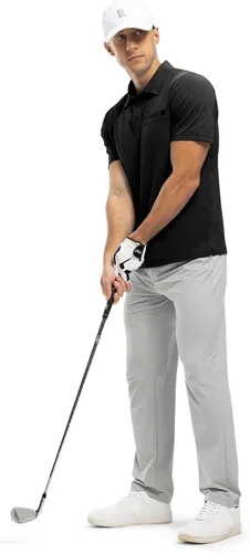 Miniatura 7 de Rdruko Polo de golf para hombre, manga corta, ajuste seco, cuello con bolsillo, tenis, trabajo, casual