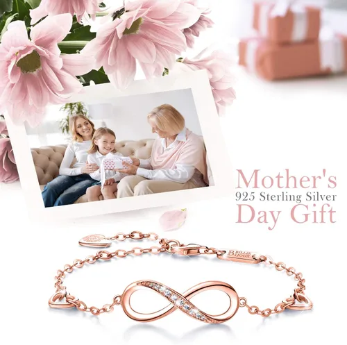 Miniatura 15 de Billie Bijoux Pulsera ajustable de plata de ley 925 con símbolo de amor infinito infinito para mujer