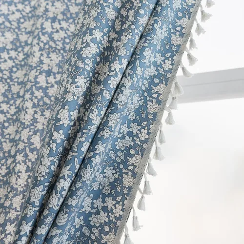Miniatura 48 de Cortinas florales de granja semiopacas para sala de estar, de 63 pulgadas de largo, mezcla de lino y algodón, paneles de cortina de ventana cortos
