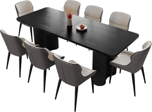 Miniatura 11 de Mesa de comedor rectangular de 62.99 pulgadas para 4-6 personas, mesa de cocina moderna con patas en forma de onda, mesas de comedor para cocina