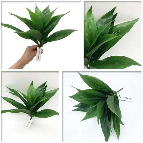 Miniatura 3 de CATTREE Plantas artificiales para decoración al aire libre, arbustos de plantas falsas, hojas de plástico, arbustos verdes, hogar, jardín, boda