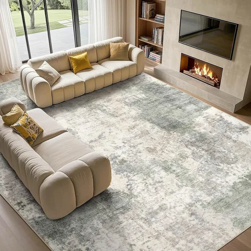 Miniatura 15 de Tortania Alfombra redonda lavable de 5 pies para sala de estar: Alfombra moderna abstracta neutra grande suave y delgada – Alfombra antideslizante