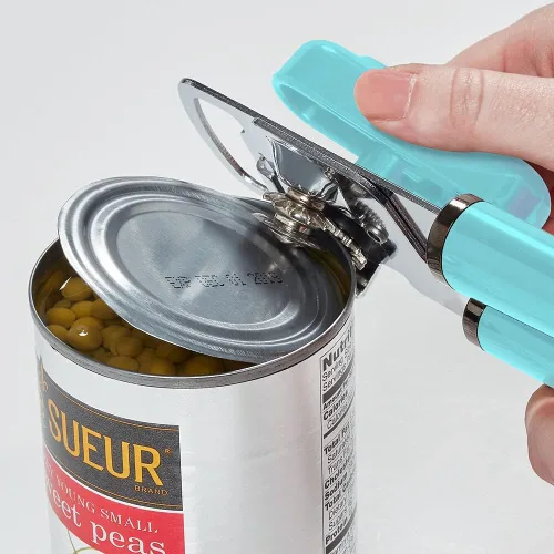 Miniatura 4 de Farberware Abrelatas manual y abrebotellas, hoja de corte de acero inoxidable de alto carbono, perilla grande de fácil giro, asas ergonómicas