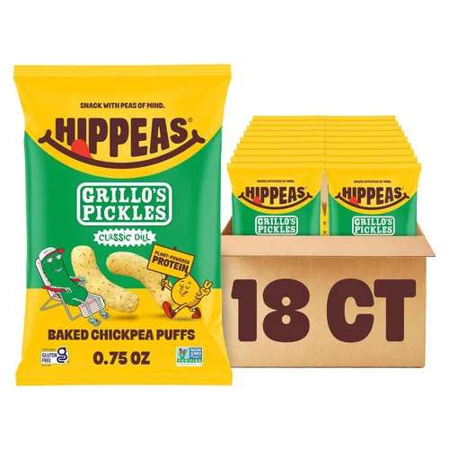 Miniatura 16 de Hippeas Puffs de garbanzos, Jalapeño Cheddar Blaze, 18 x 0.8 z, bocadillos de garbanzos crujientes horneados con 0.11 onzas de proteína vegetal