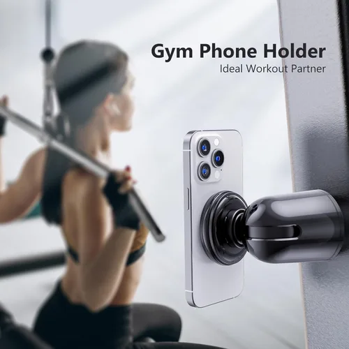 Miniatura 2 de MiiKARE Soporte magnético dual para teléfono Magsafe, soporte de teléfono de gimnasio con imanes fuertes, rotación de 360 grados ajustable, soporte