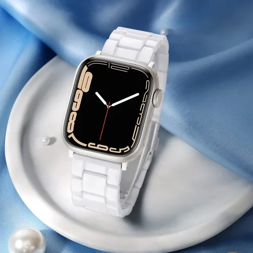Miniatura 3 de Compatible con Apple Watch Band de 1.614 in, 1.575 in, 1.496 in o 1.929 in, 1.772 in, 1.732 in, 1.654 in, correa de repuesto de resina ligera Blanco