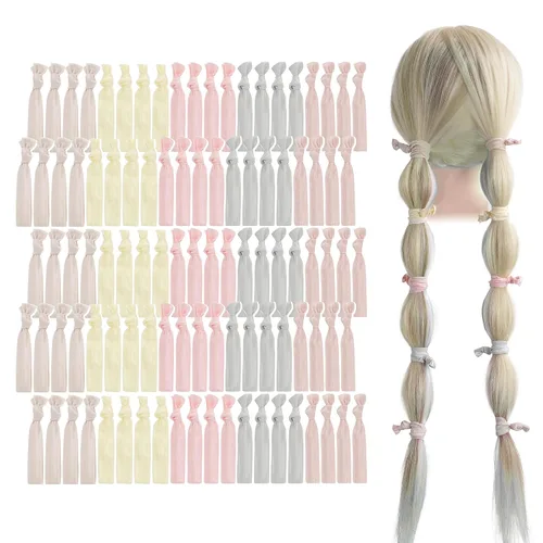 Miniatura 27 de MEEDEE Paquete de 100 lazos para el cabello, color negro, sin pliegues, nudos suaves para mujeres, sin daño, adecuado para colas de caballo, yoga