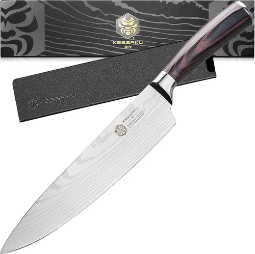 Miniatura 15 de KESSAKU Cuchillo multiusos dentado de 5.5 pulgadas - Serie Samurai - Cuchillo de cocina afilado - Acero inoxidable de alto carbono forjado 7Cr17MoV