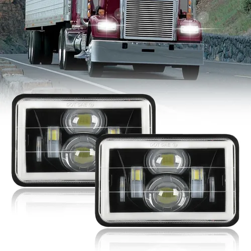 CO LIGHT 2 faros delanteros LED de 4 x 6, haz sellado alto/bajo aprobado por DOT, señal de giro DRL blanca y ámbar, repuesto H4651 H4652 H4656 H4666