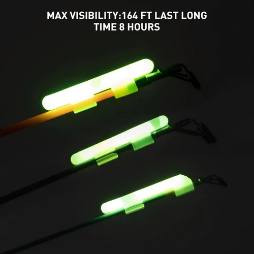 Miniatura 4 de QualyQualy Varillas brillantes de pesca con clip para bastón, luces de pesca para cañas, palos de luz para caña de pescar, kit a granel de 20 piezas