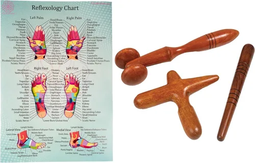 CCcollections Herramientas de masaje de terapia de madera, herramienta de palo de madera de reflexología, equipo tradicional para aliviar el dolor