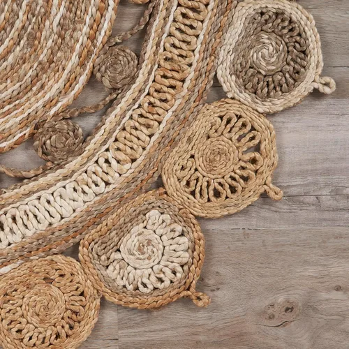 Miniatura 6 de LR Home - Alfombra ovalada de yute natural de 5 x 7 pies para decoración del hogar, alfombras trenzadas para sala de estar, dormitorio, sala