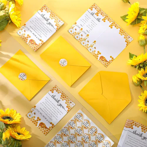 Miniatura 4 de Chuangdi 50 juegos de tarjetas de agradecimiento para baby shower con sobres y calcomanías, 50 tarjetas de felicitación de agradecimiento para baby