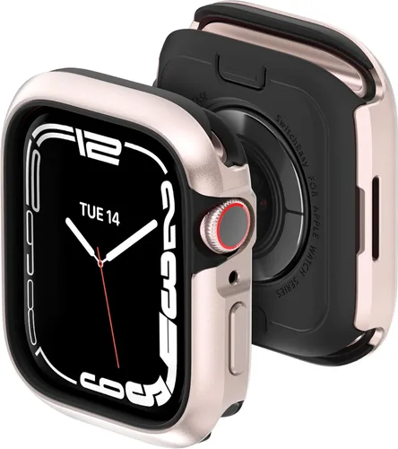 Miniatura 9 de MAGEASY Funda resistente de aluminio de calidad aeronáutica para Apple Watch de 45mm Series 9, 8, 7 Carcasa metálica dura 2 en 1 con parachoques