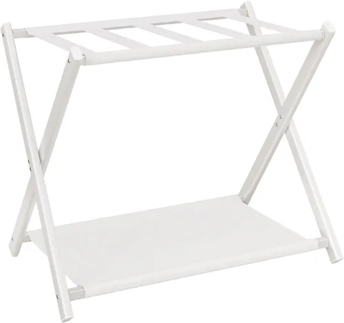 Miniatura 11 de IBUYKE TLR002B - Portaequipajes para todos los tamaños de maleta, soporte plegable para maleta con estante de almacenamiento de tela, fácil