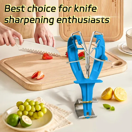Miniatura 4 de Afilador de cuchillos de acero inoxidable con soporte, herramienta de afilado de mantenimiento para mataderos de cocina, cuchillos ayuda a reparar