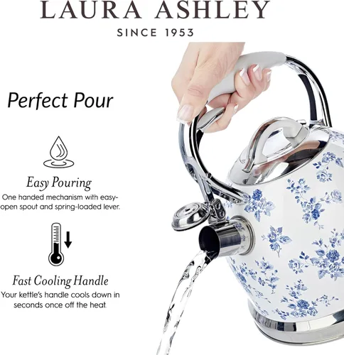 Miniatura 7 de Laura Ashley Hervidor China Rose para Estufa con Silbato - Hervidor de Acero Inoxidable de 2.5L de Hervido Rápido para Estufa - Hervidor de Camping