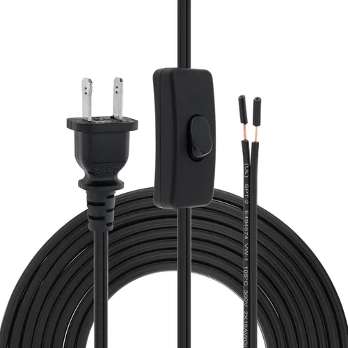 Miniatura 9 de RTNLIT Cable de lámpara de 6 pies con interruptor de botón de encendido/apagado y enchufe polarizado, extremos pelados listos para cableado, cable