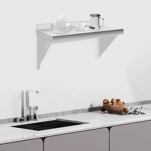 Miniatura 4 de Estante de acero inoxidable para montaje en pared, estante de metal resistente, estantería comercial, estante flotante para cocina, restaurante