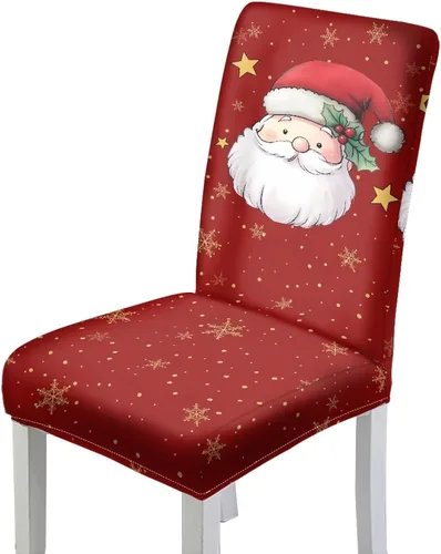 Miniatura 20 de HUGS IDEA Christmas Seat Covers for Dining Room Chairs Set of 6 Music Notes Stretch Chair Slipcovers Protector Removable and Washable Kitchen Dining