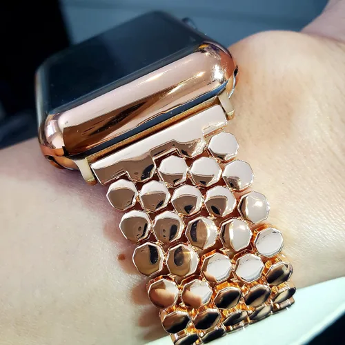 Miniatura 3 de Correas de Metal Dorado Compatibles con Apple Watch Band 38mm 40mm 41mm 42mm 44mm 45mm 46mm 49mm Pulsera de Cadena Elegante para iWatch Series 11 10