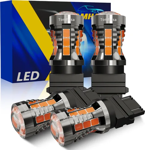 Miniatura 13 de Bombillas LED 3157 rojas para luces de freno, 24 conjuntos de chipsets SMD 300% más brillantes 3056 3156 3057 4157. Bombillas LED de repuesto