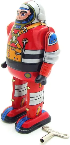 Miniatura 7 de Charmgle Robot astronauta de primavera de cuerda de juguete de estaño, colección para adultos, regalos novedosos para decoración del hogar, relleno