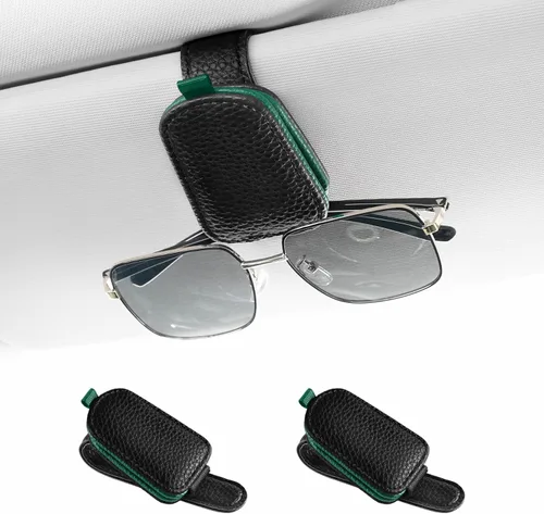 Miniatura 21 de SINGARO Soporte para gafas de sol de coche, hebilla magnética de cuero para visera de coche, clip para anteojos de sol, clip para almacenamiento