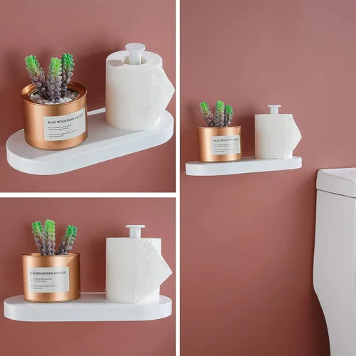 Miniatura 7 de RANDOM Soporte de papel higiénico blanco mate con estante para teléfono, accesorios modernos de baño de acero inoxidable SUS 304, dispensador