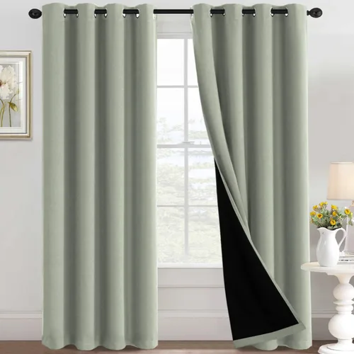 Miniatura 38 de H.VERSAILTEX Cortinas 100% de opacidad para dormitorio, con aislamiento térmico, cortinas opacas completas para sala de estar, cortinas de ventana