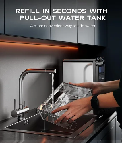 Miniatura 6 de ecozy - Máquina de hielo para pepitas, Máquina de hielo inteligente para encimera con control por APP, 20 kilos por día de hielo blando masticable