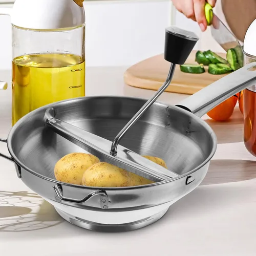 Miniatura 2 de PRETYZOOM Prensador manual de papas de acero inoxidable, herramienta de cocina, manivela, molino de alimentos para puré de papas, batatas