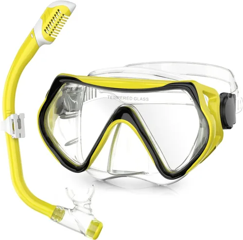Miniatura 9 de Kids Snorkel Set Dry Top Snorkeling Gear for Kids Youth Boys Girls Junior Age 5-15,Tempered Glass Swimming Diving Mask and Snorkel Set 180 Degree