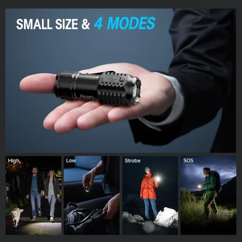 Miniatura 6 de LETMY Mini linternas recargables con base magnética, paquete de 2 luces brillantes de 3 LED, pequeña linterna EDC con clip para cinturón, 4 modos