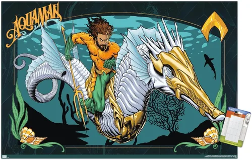 Trends International DC Comics Movie Aquaman y el Reino Perdido - Póster de pared con ilustración de Aquaman, 14.72 x 22.37 pulgadas, paquete de