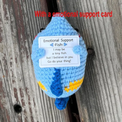 Miniatura 3 de Regalos de peces de ganchillo, apoyo emocional de peces positivos, lindos y divertidos, decoración de escritorio de oficina para ella, mujeres