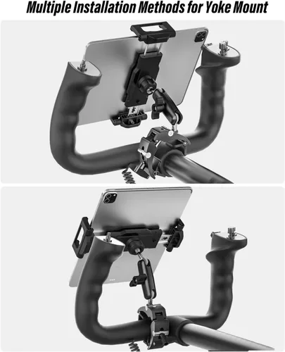 Miniatura 3 de Soporte de yugo de aluminio para tableta – [Abrazadera grande] [Compatible con funda gruesa] Soporte para tableta de aviación, soporte de clip