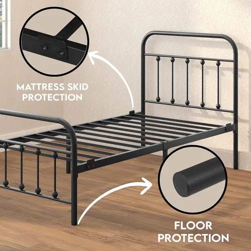 Miniatura 5 de Marco de cama Golden Gate Beds vintage de hierro forjado con base de plataforma metálica clásica, cabecera y estribo, no necesita somier, fácil