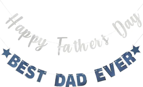 Miniatura 10 de Pancarta dorada con texto en inglés «Happy Father's Day» para el Día del Padre, decoración de fiesta del padre, guirnalda de fondo para el día