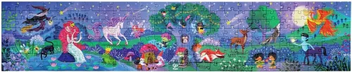 Hape Rompecabezas de bosque mágico de 4.9 ft de largo | 200 piezas de rompecabezas encantada gigante colorida que brilla en la oscuridad, para niños