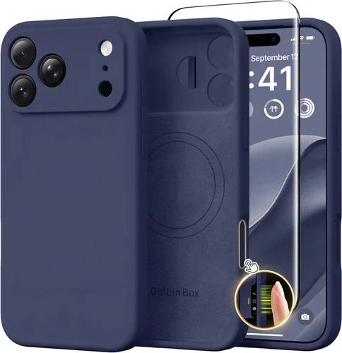 Miniatura 14 de GolbinBox Funda magnética para iPhone 17, compatible con MagSafe, cubierta de silicona integrada para control de cámara, funda de silicona líquida a