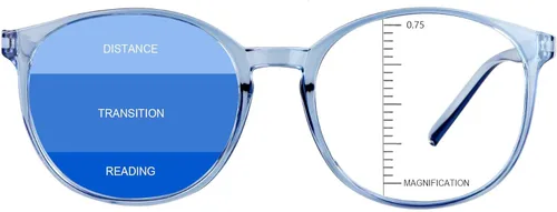 Miniatura 15 de Gafas presbíopicas multifocales progresivas redondas vintage, gafas de luz anti-azul., Negro