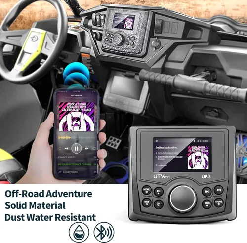 Miniatura 2 de Powersports UTV Stereo AM/FM con Bluetooth Streaming 3 zonas, compatible con cámara de visión trasera, interruptor amplificador externo