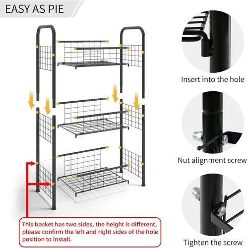 Miniatura 10 de PROXRACER Estante Independiente de 3 Niveles, Organizador de Estantes para Baño con Pies Ajustables, Torre de Almacenamiento de Metal y Acero