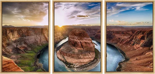 Miniatura 55 de wall26 Lienzo enmarcado para pared, juego de arte rojo, verde y amarillo, bosque de montaña otoñal, naturaleza, desierto, fotografía, realismo