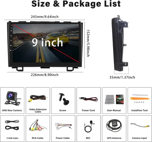 Miniatura 8 de 4 núcleos+64G Android 15 para Honda CRV 2007-2011 Radio de coche estéreo con A-pple inalámbrico CarPlay Android Auto WiFi GPS, pantalla táctil de 9