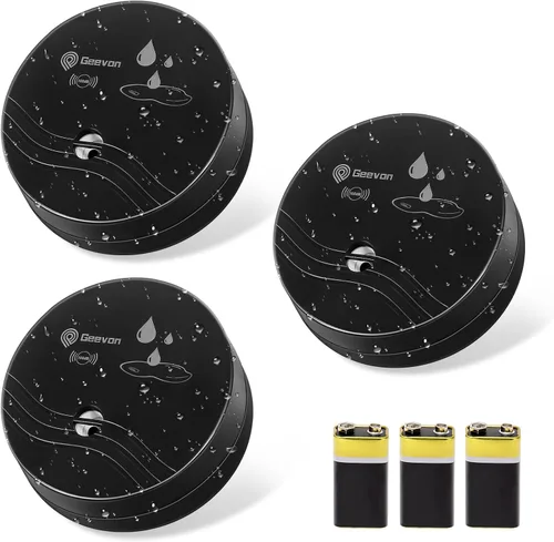Miniatura 9 de Geevon 1 paquete de detectores de fugas de agua, sensor de agua de 100 dB, detector de inundación para sótanos, baños, lavanderías, cocinas, garajes