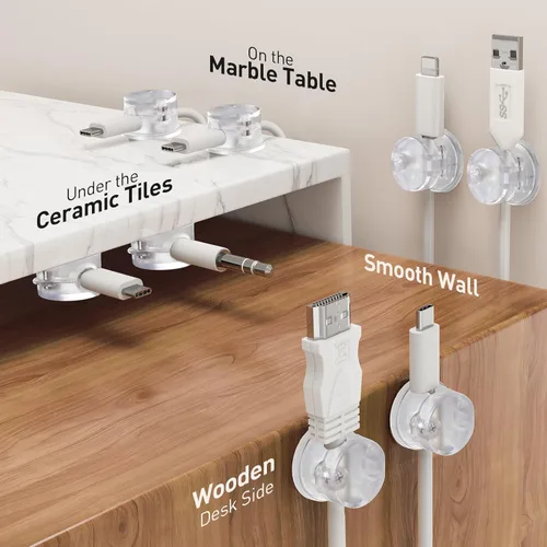 Miniatura 5 de AGPTEK Paquete de 8 clips magnéticos para cables, clips giratorios de 360° actualizados para sujetar cables en mesita de noche, organizador